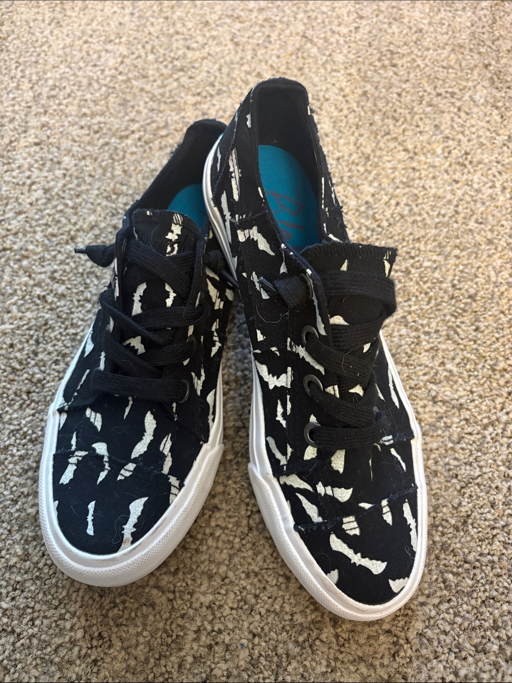 Blowfish Black and White Halloween Patterned Bats Canvas Sneakers - Women's